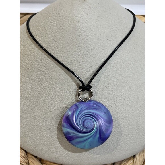 NEW Handmade Retro Art To Wear Purple Polymer Clay Bead Silver Tone Necklace - Picture 2 of 7